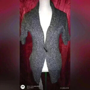 Rip Curl Women's Short Sleeve Grey Ribbed Cardigan/ Knit Sweater Sz SM